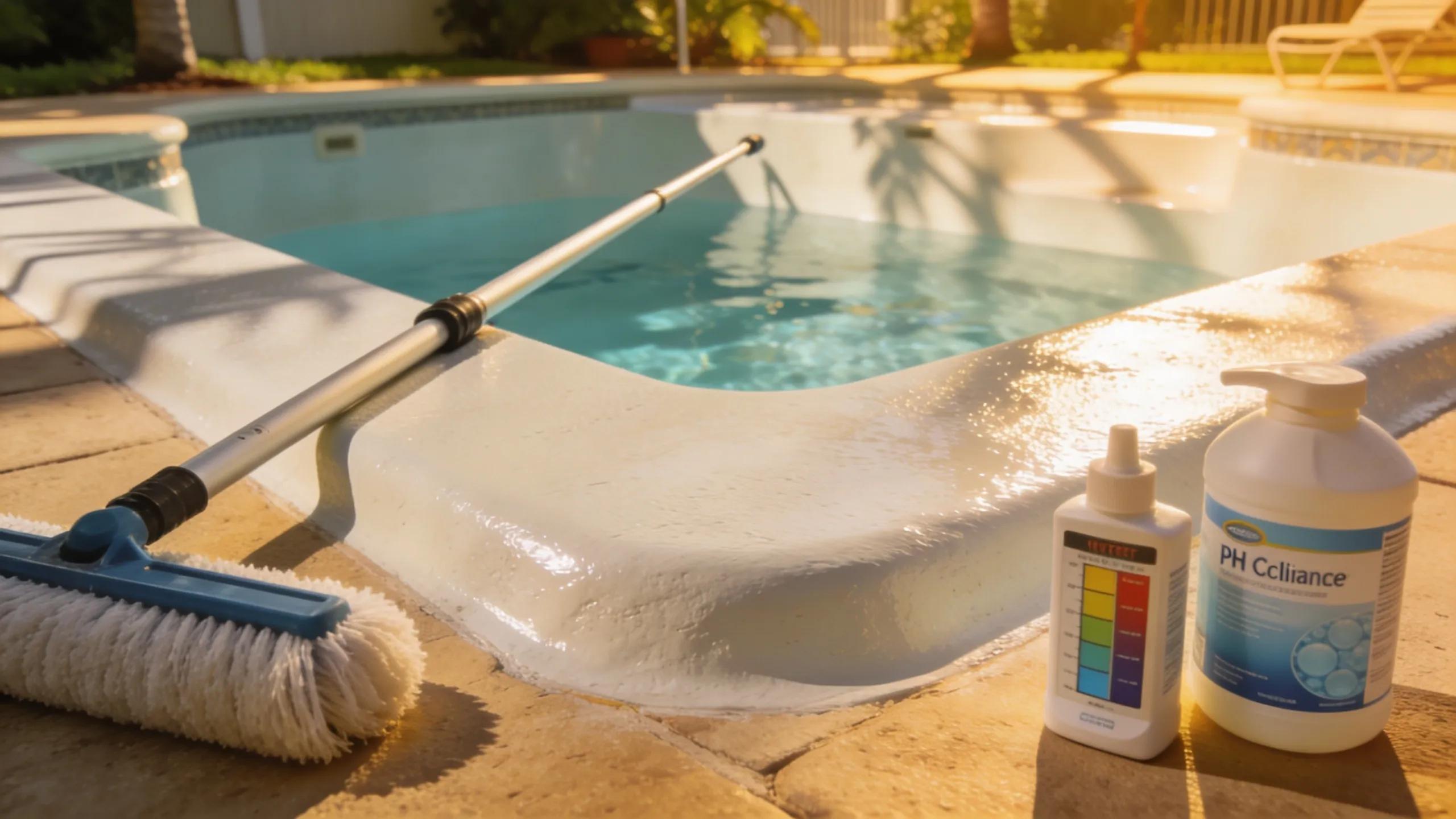 Close-up of fiberglass pool surface emphasizing durability and maintenance benefits specific to Florida